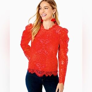 New Lilly Pulitzer Averi Long Sleeve Lace Top